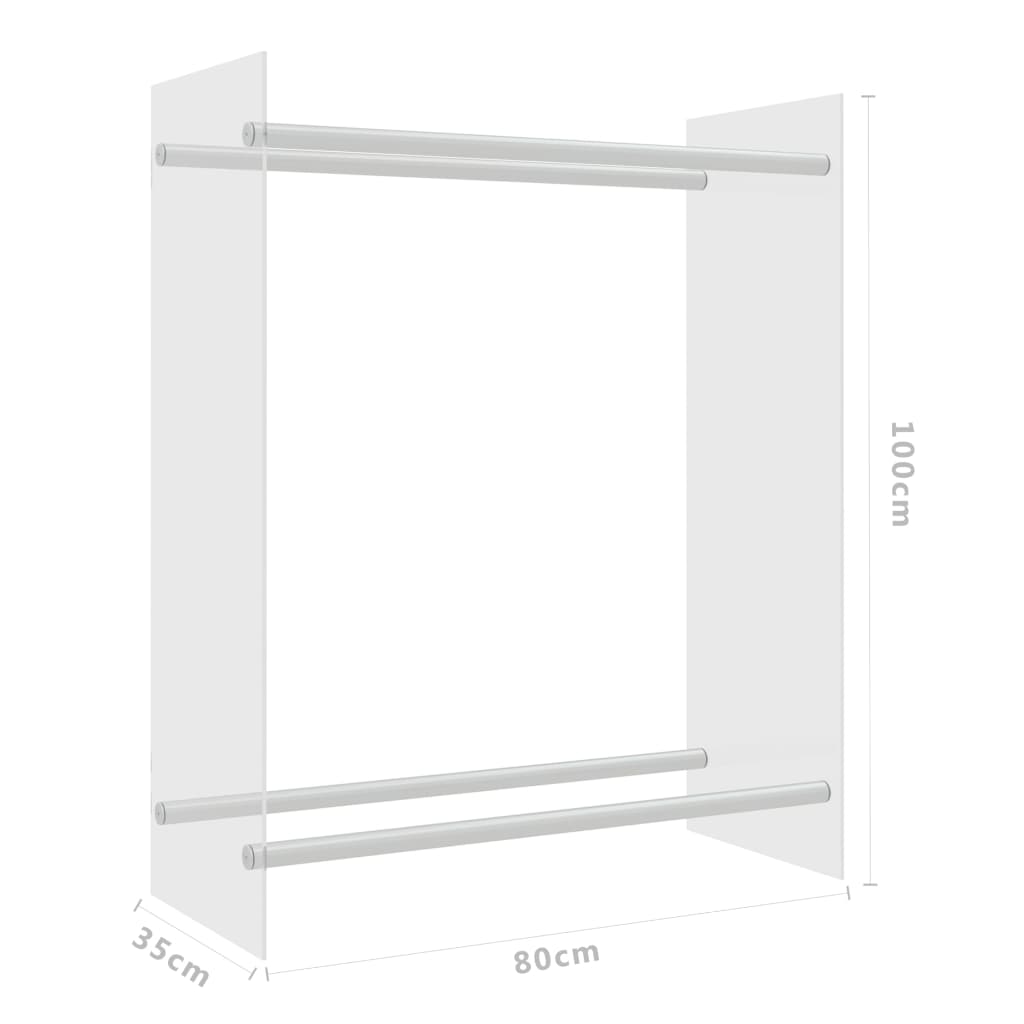 Vedstativ gjennomsiktig 80x35x100 cm herdet glass