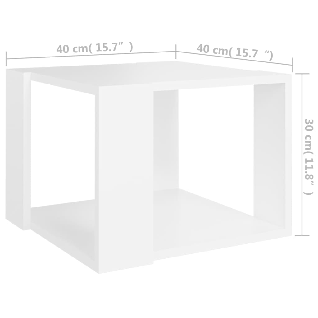 Salongbord hvit 40x40x30 cm konstruert tre