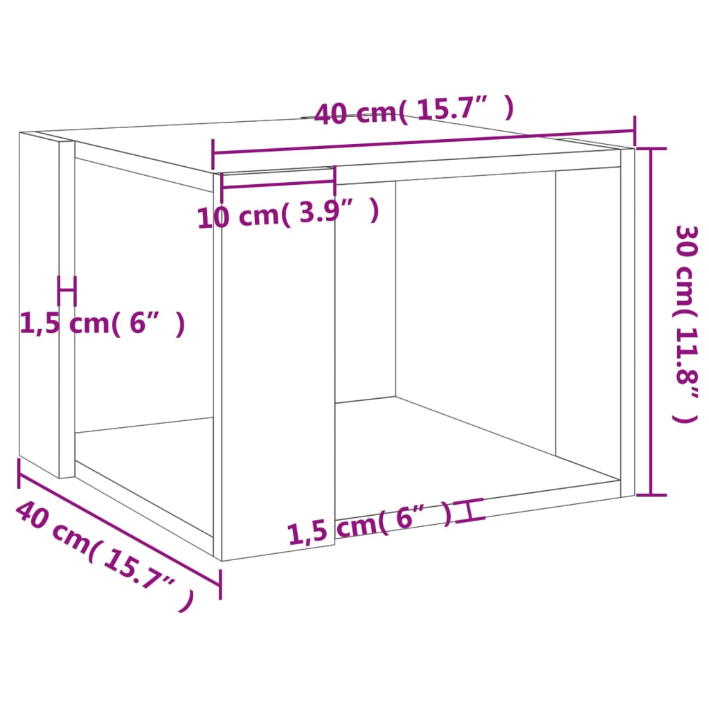 Salongbord sonoma eik 40x40x30 cm konstruert tre