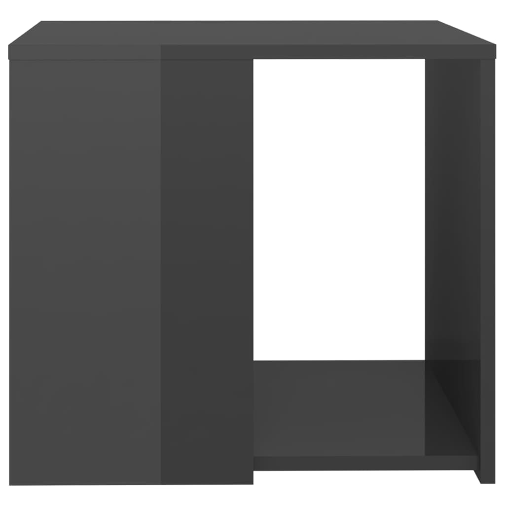 Sidebord høyglans grå 50x50x45 cm konstruert tre