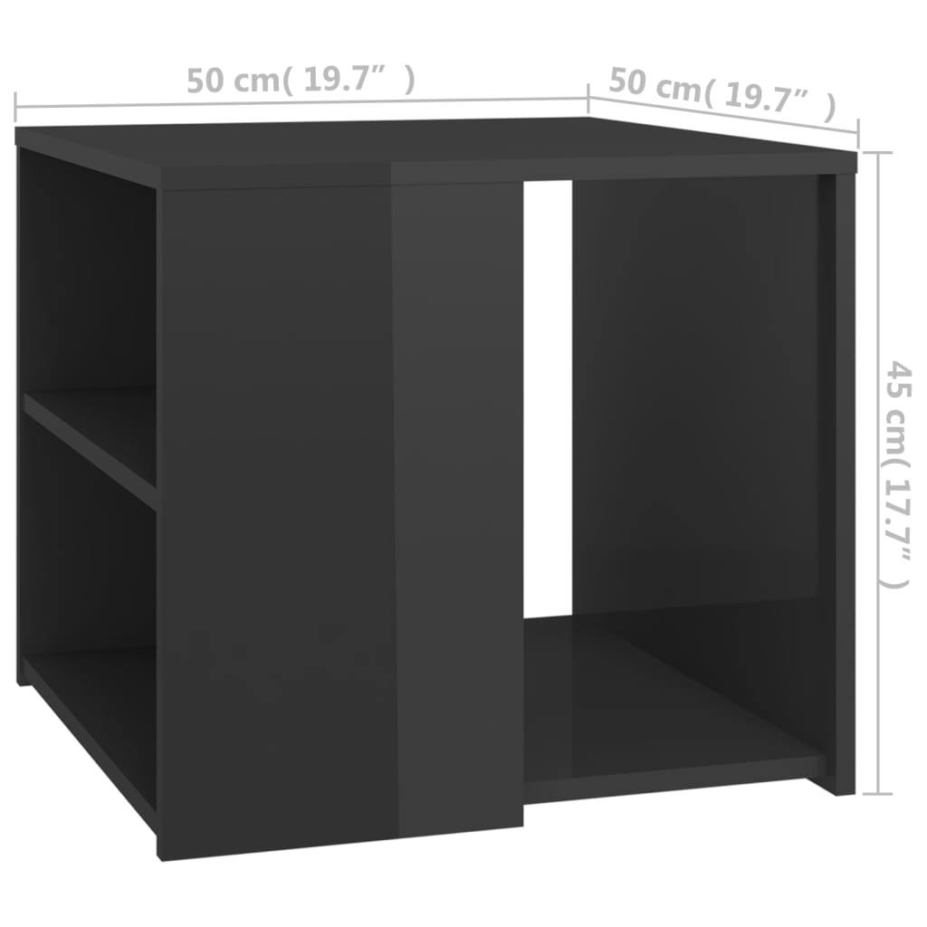 Sidebord høyglans grå 50x50x45 cm konstruert tre