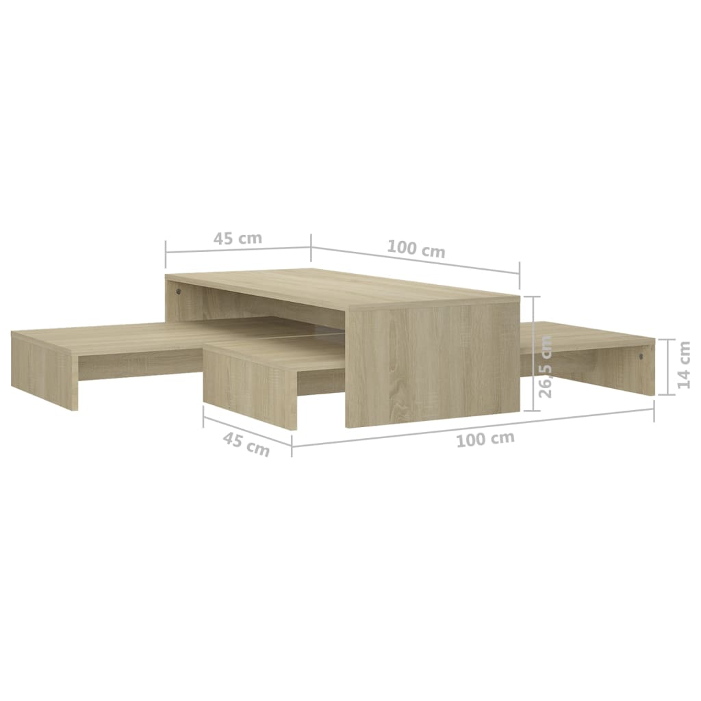 Stablebart bordsett sonoma eik 100x100x26,5 cm konstruert tre