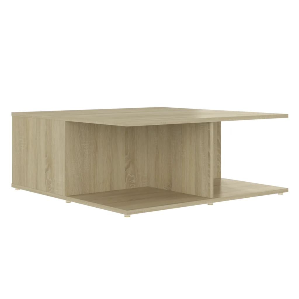 Salongbord hvit og sonoma eik 80x80x31 cm konstruert tre