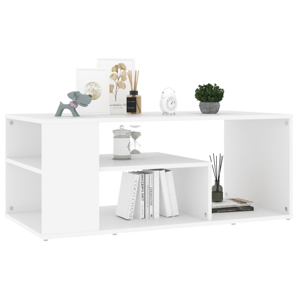 Salongbord hvit 100x50x40 cm konstruert tre