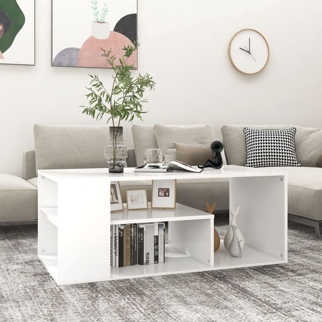 Salongbord hvit 100x50x40 cm konstruert tre