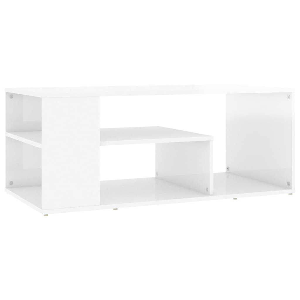 Salongbord høyglans hvit 100x50x40 cm konstruert tre