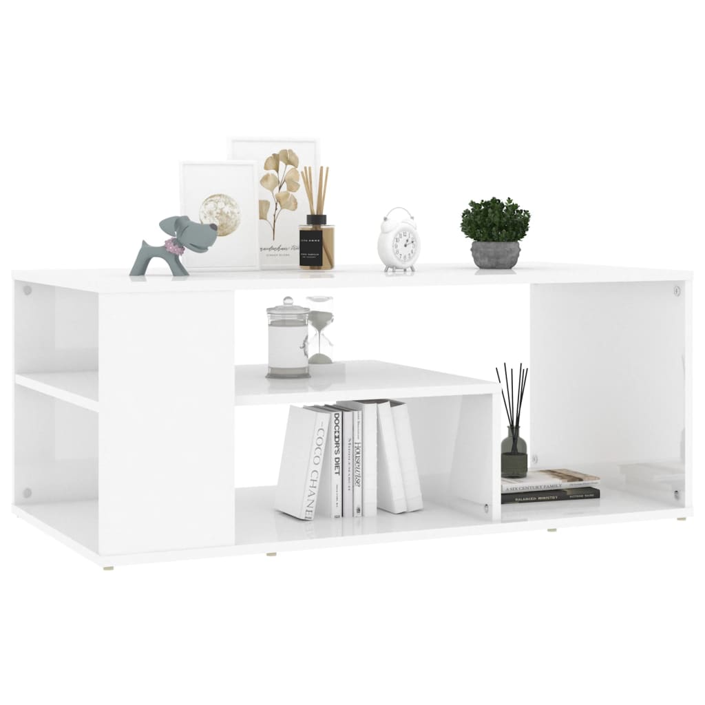 Salongbord høyglans hvit 100x50x40 cm konstruert tre