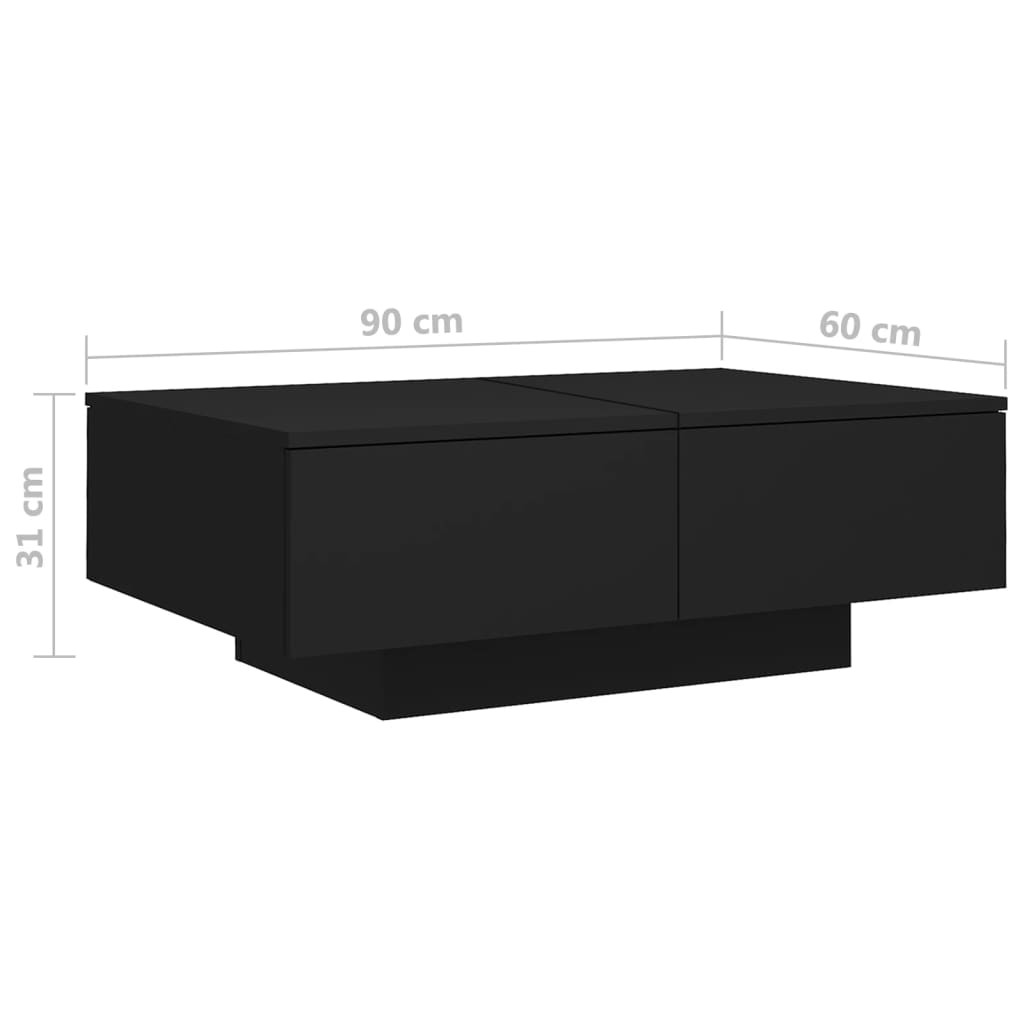 Salongbord svart 90x60x31 cm konstruert tre