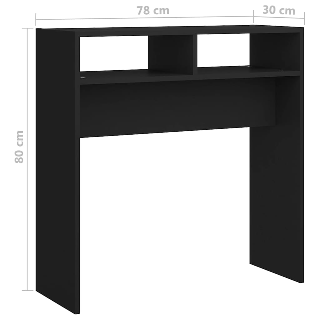 Konsollbord svart 78x30x80 cm konstruert tre