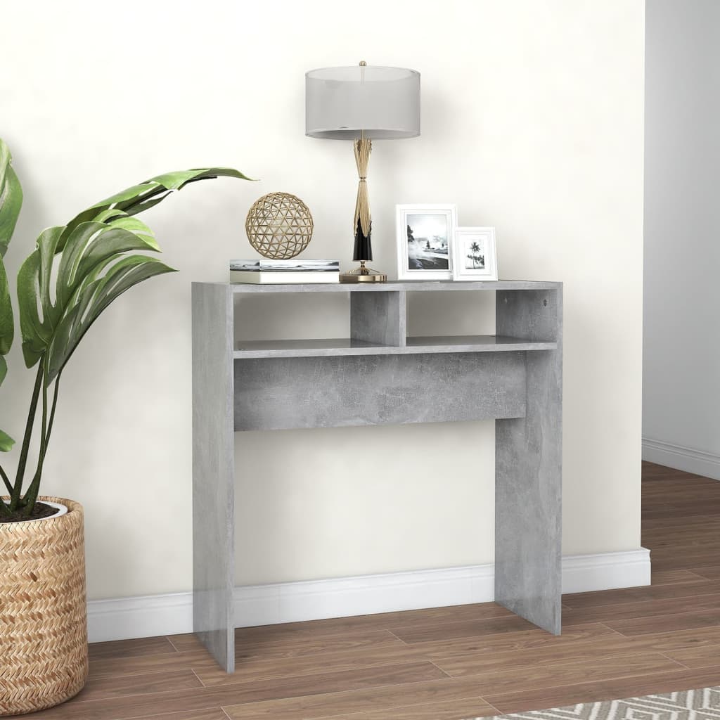 Konsollbord betonggrå 78x30x80 cm konstruert tre
