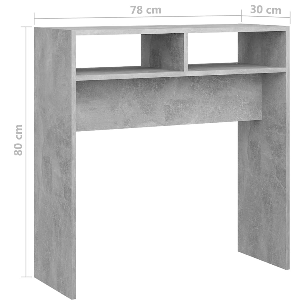 Konsollbord betonggrå 78x30x80 cm konstruert tre