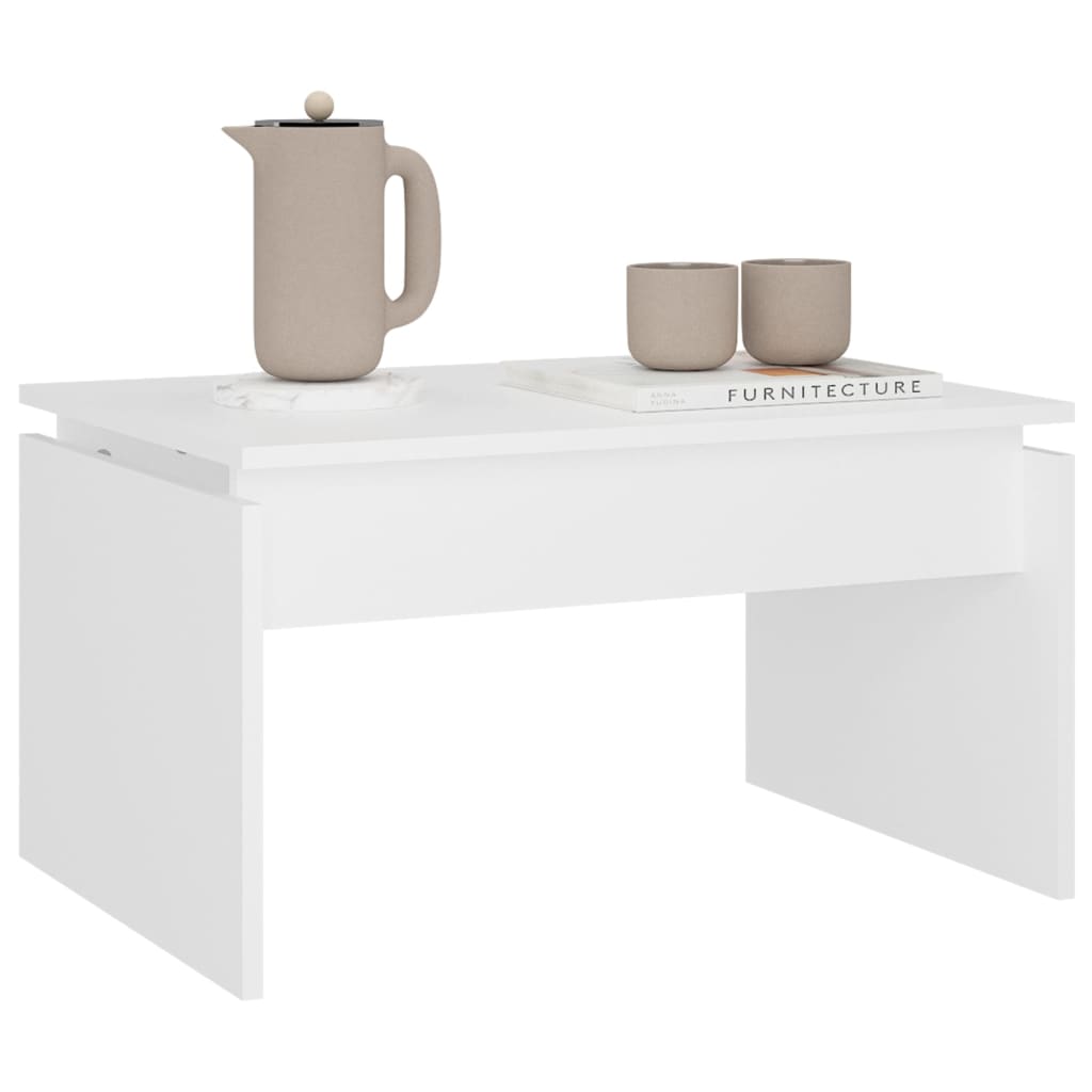 Salongbord hvit 68x50x38 cm konstruert tre