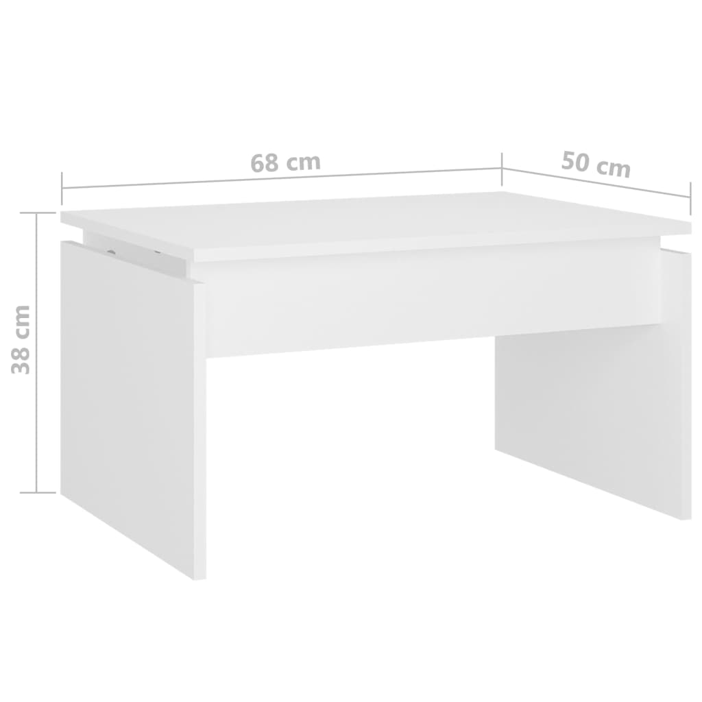 Salongbord hvit 68x50x38 cm konstruert tre