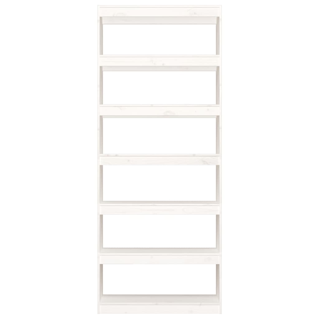 Bokhylle/romdeler hvit 80x30x199,5 cm heltre furu