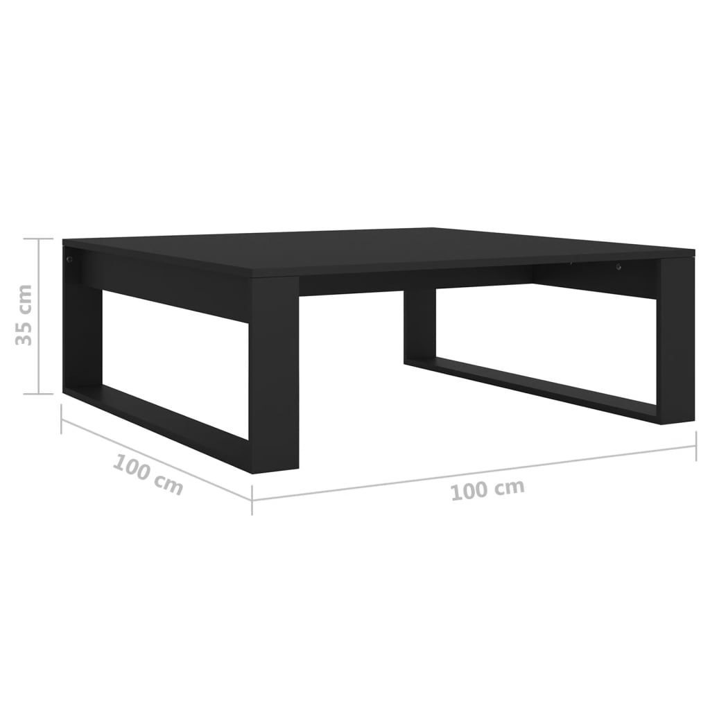 Salongbord svart 100x100x35 cm konstruert tre