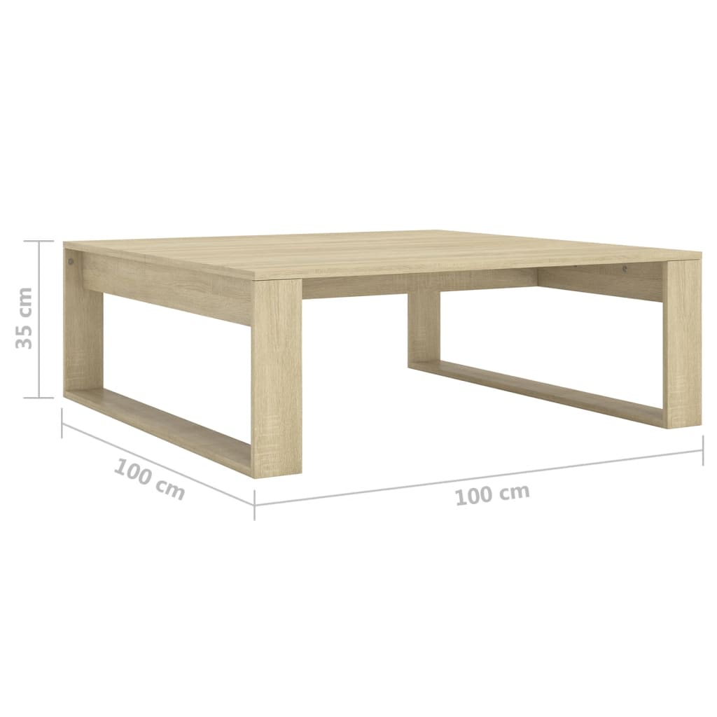 Salongbord sonoma eik 100x100x35 cm konstruert tre