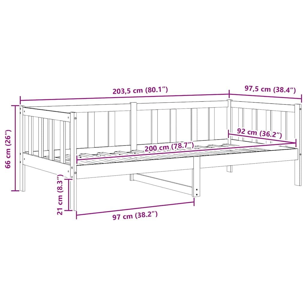 Dagseng 90x200 cm heltre furu