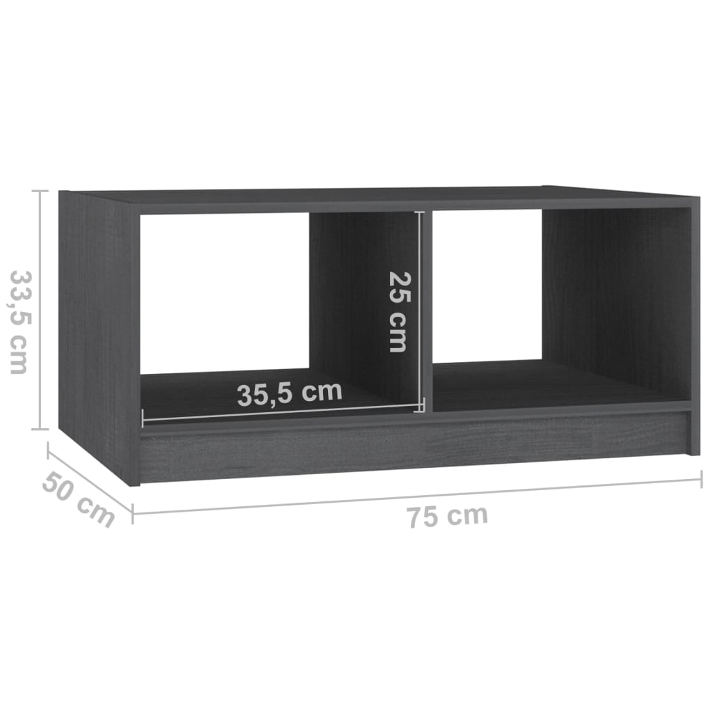 Salongbord 75x50x33,5 cm heltre furu grå