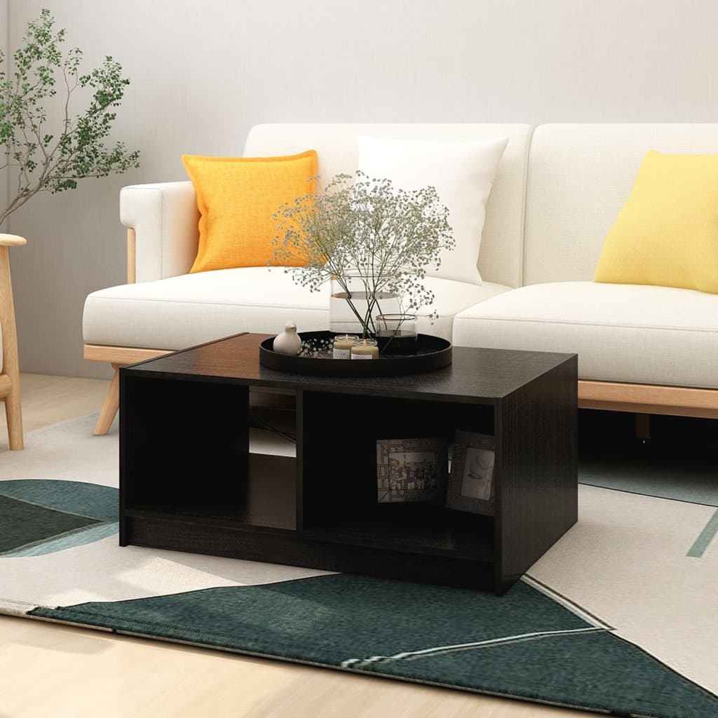 Salongbord 75x50x33,5 cm heltre furu svart