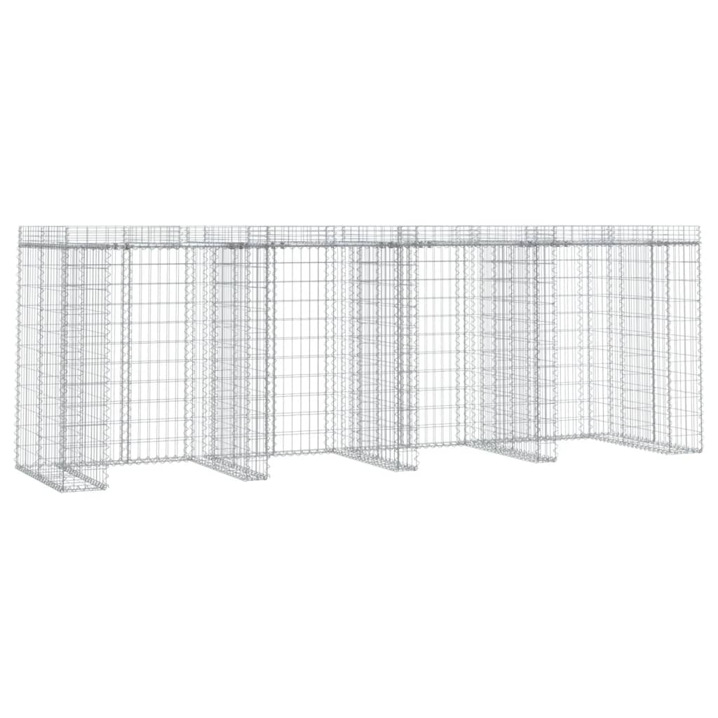 Gabionvegg for søppelkasse 350x91x120 cm galvanisert jern
