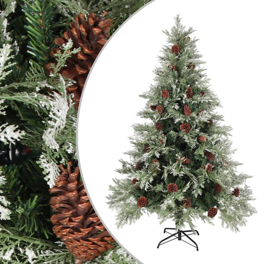 Juletre med kongler grønn og hvit 150 cm PVC og PE