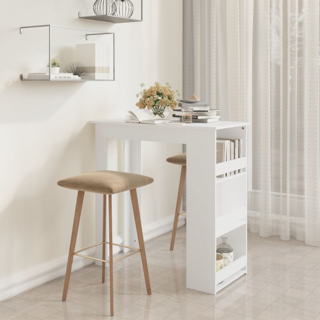 Barbord med oppbevaring hvit 102x50x103,5 cm konstruert tre