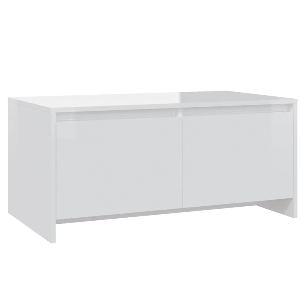 Salongbord høyglans hvit 90x50x41,5 cm konstruert tre