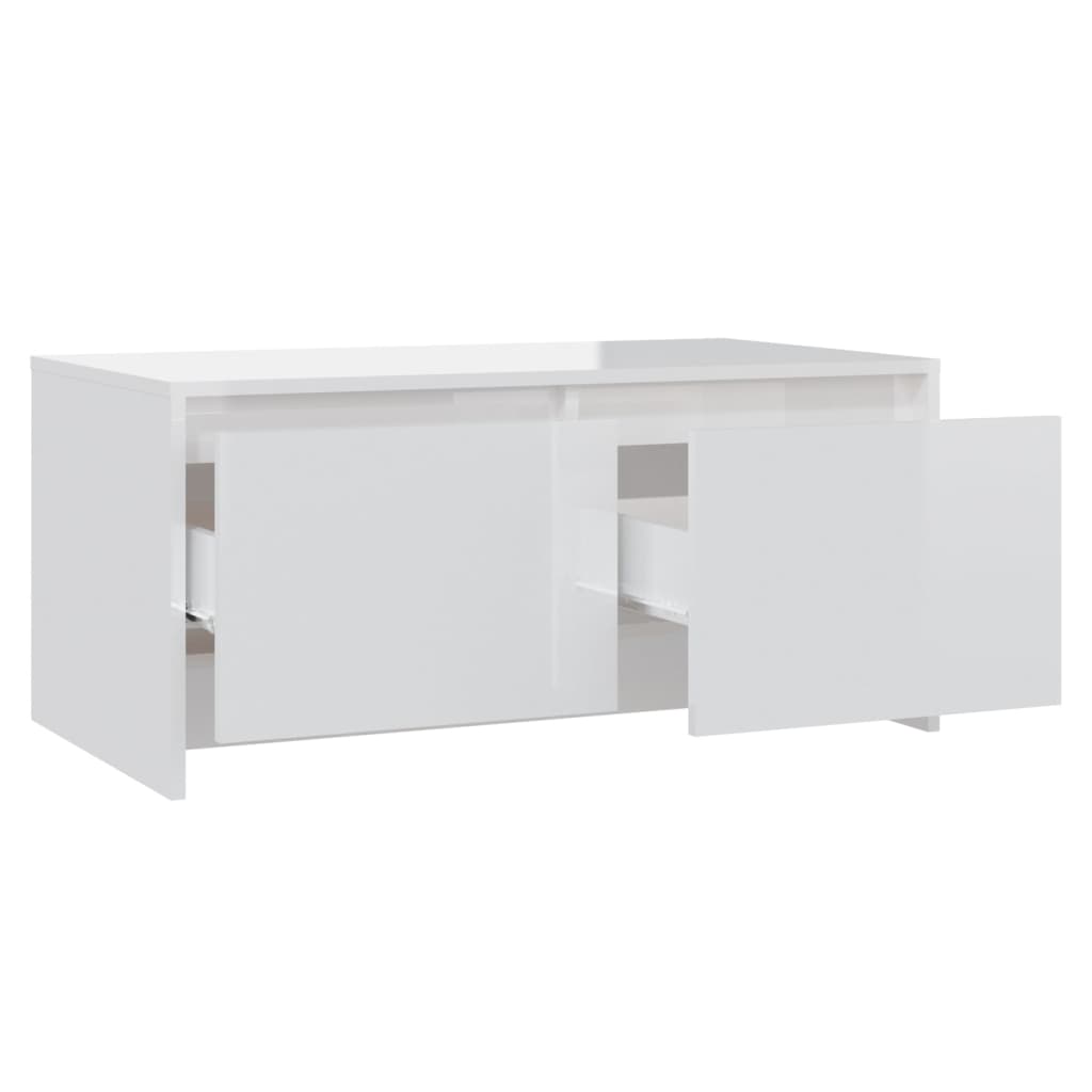 Salongbord høyglans hvit 90x50x41,5 cm konstruert tre