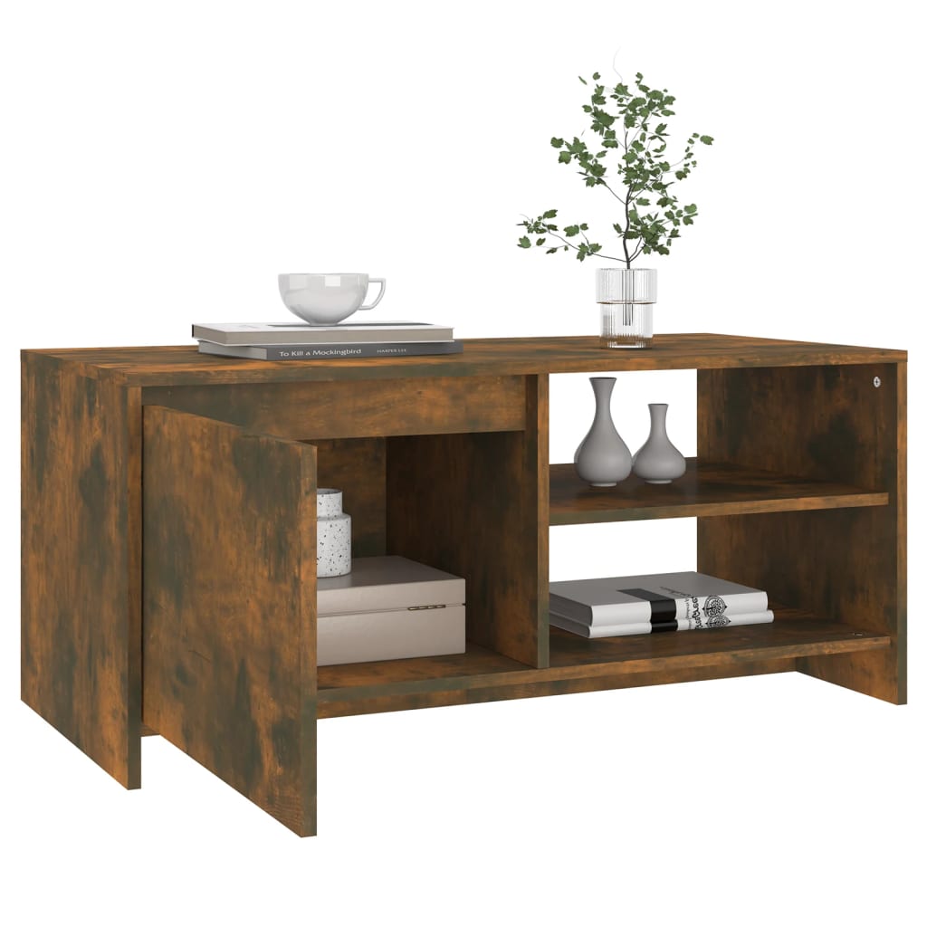 Salongbord røkt eik 102x50x45 cm konstruert tre