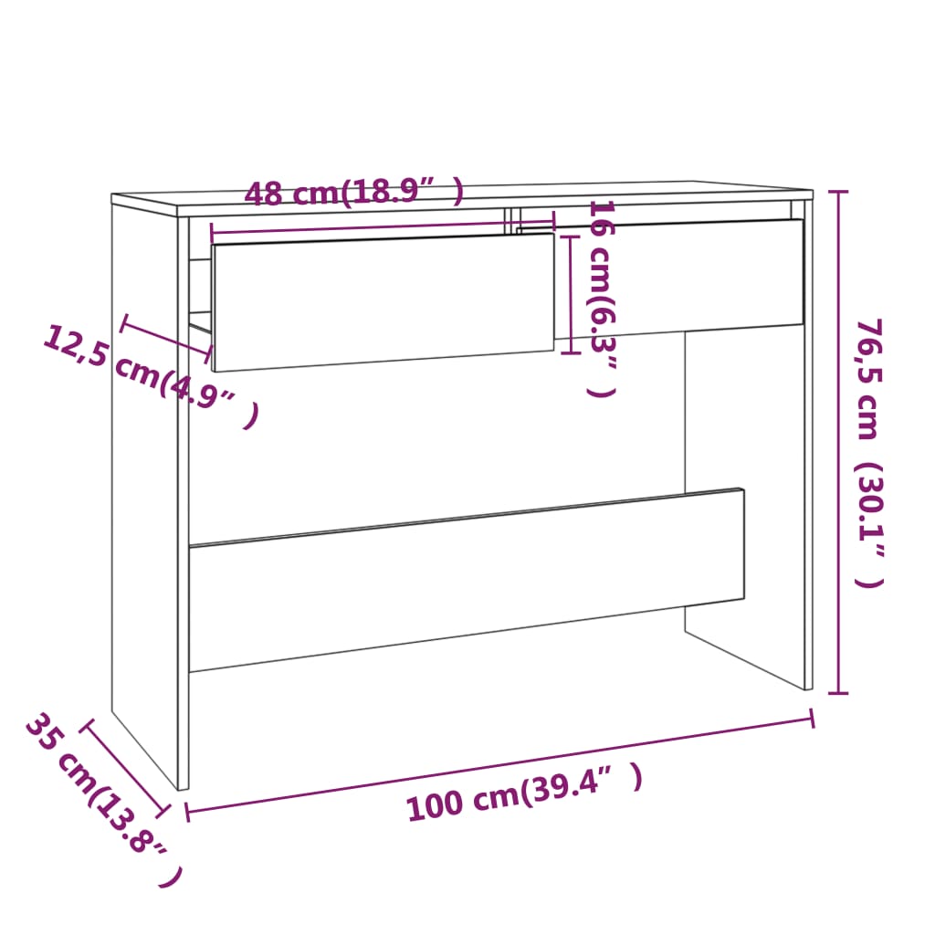 Konsollbord røkt eik 100x35x76,5 cm konstruert tre