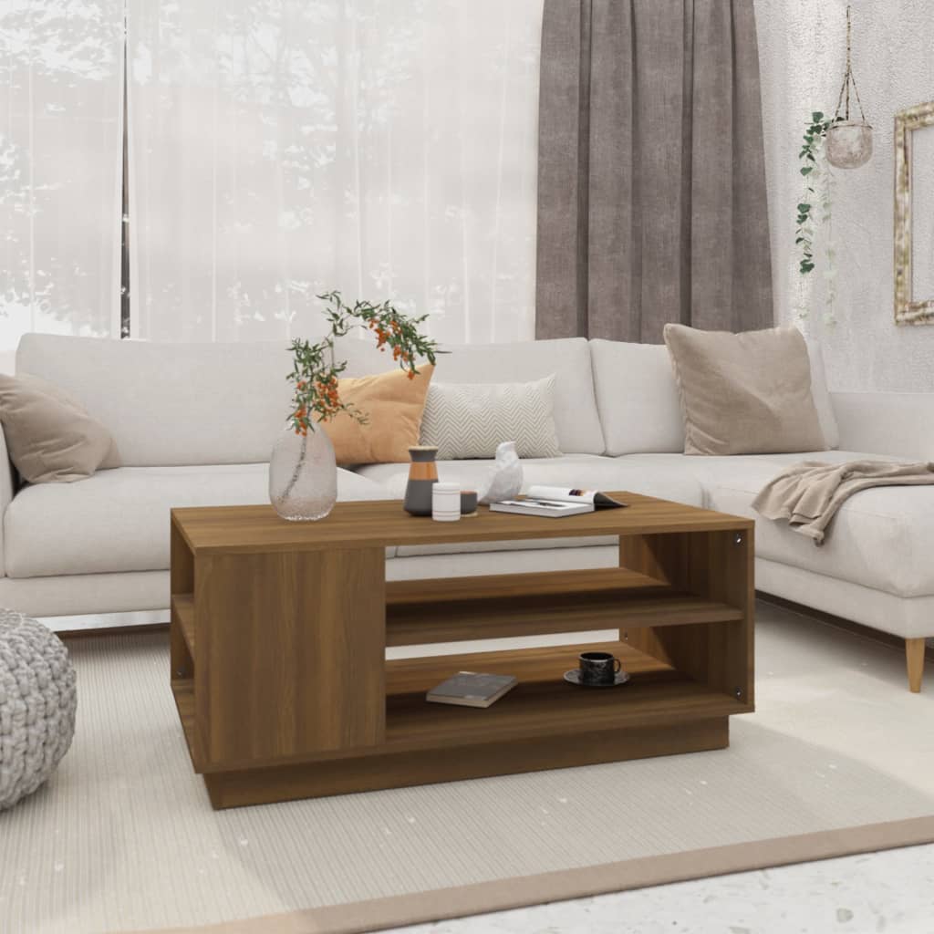 Salongbord brun eik 102x55x43 cm konstruert tre