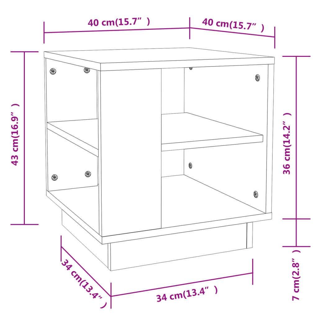 Salongbord brun eik 40x40x43 cm konstruert tre