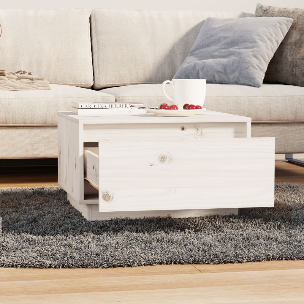 Salongbord hvit 55x56x32 cm heltre furu