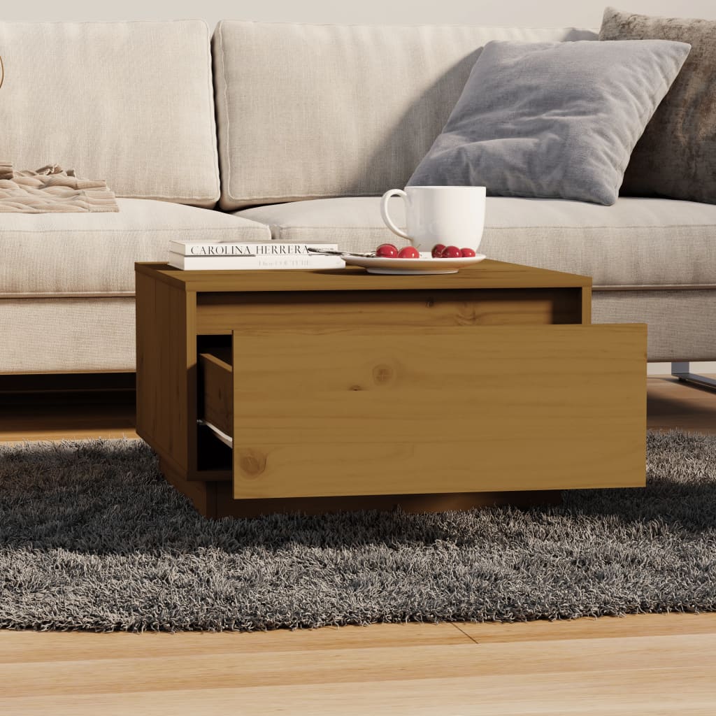 Salongbord honningbrun 55x56x32 cm heltre furu
