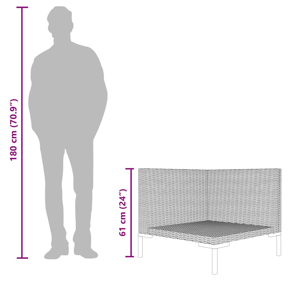 Hagesofa med puter halvrund polyrotting