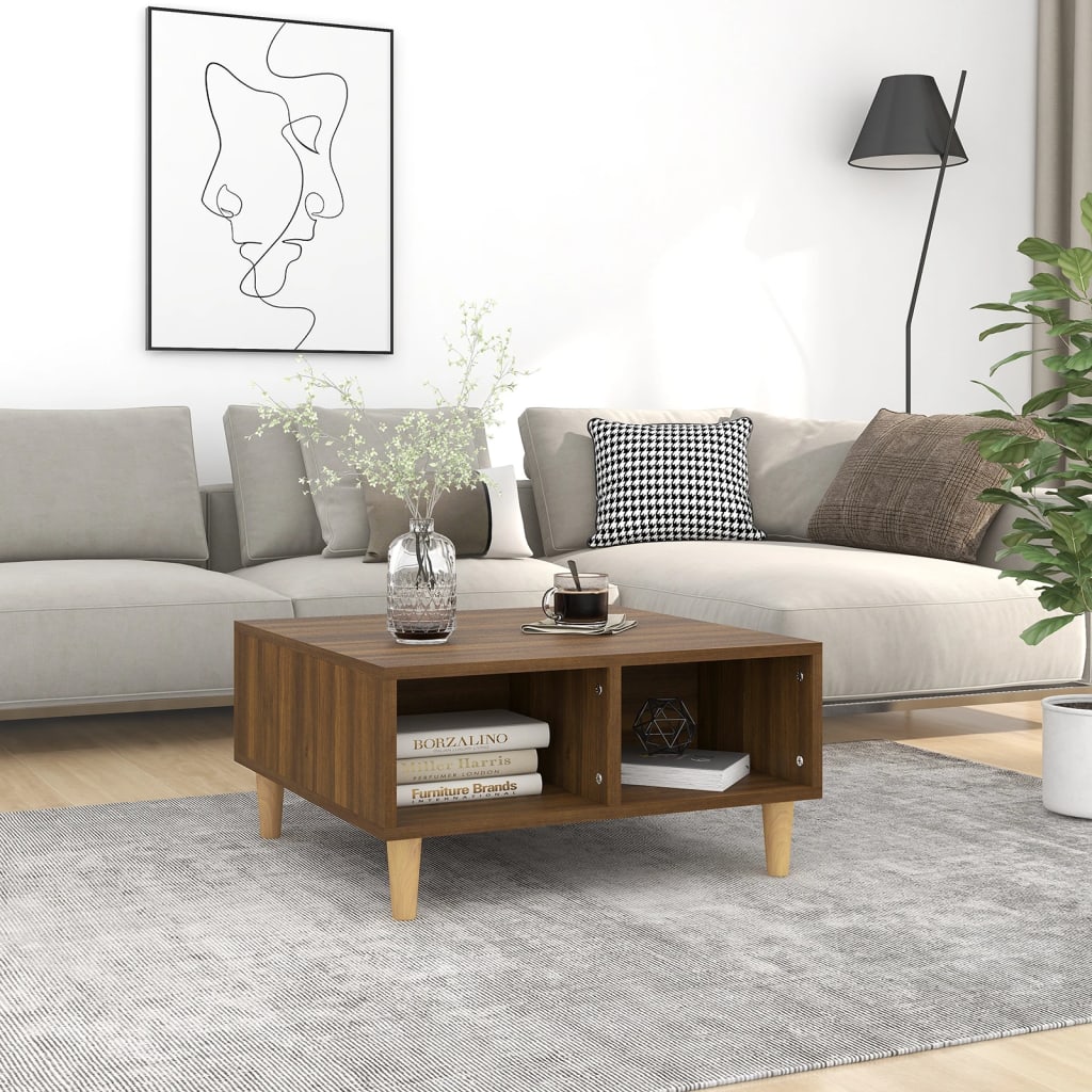 Salongbord brun eik 60x60x30 cm konstruert tre