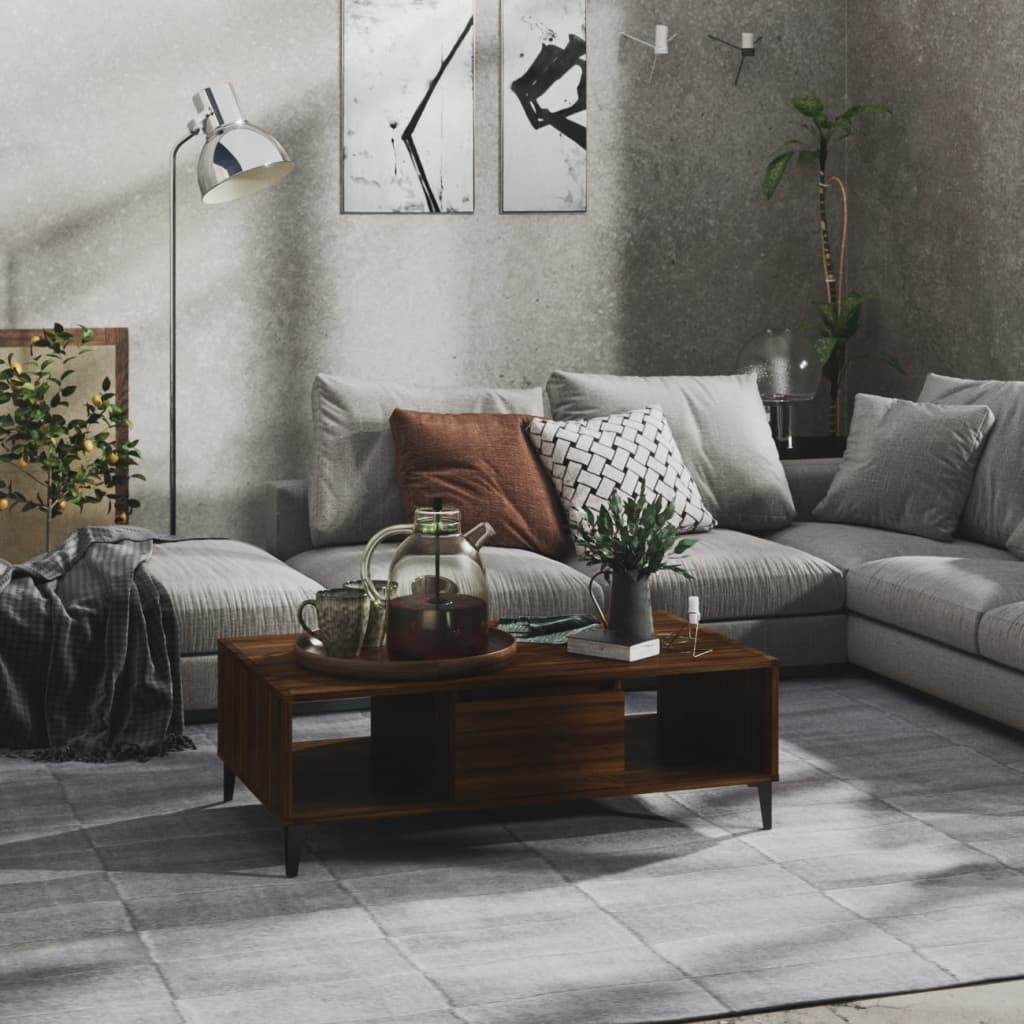 Salongbord brun eik 103,5x60x35 cm konstruert tre