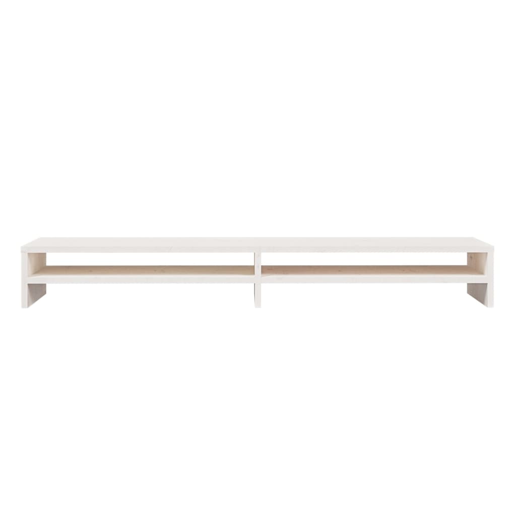 Monitorstativ hvit 100x24x13 cm heltre furu