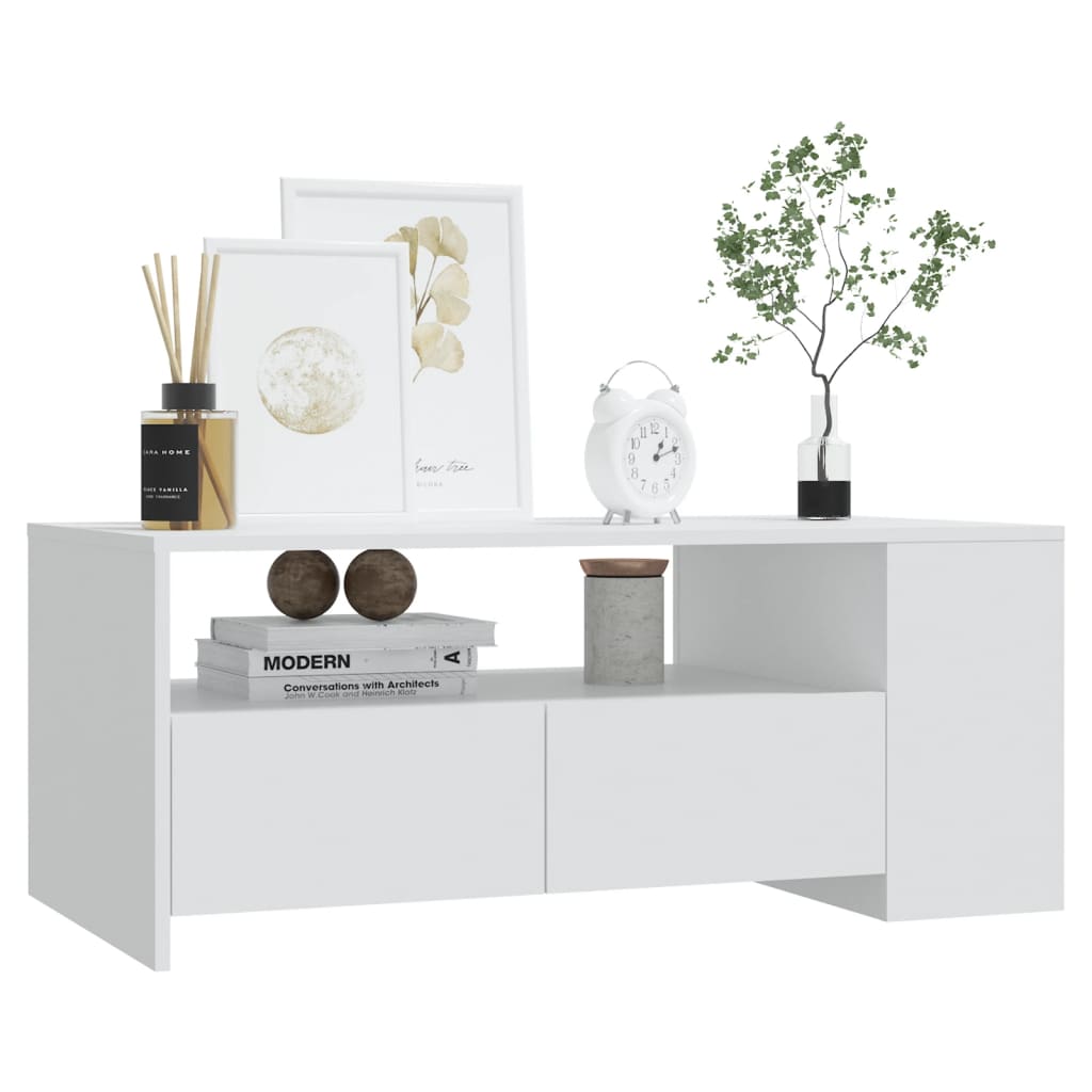 Salongbord hvit 102x55x42 cm konstruert tre