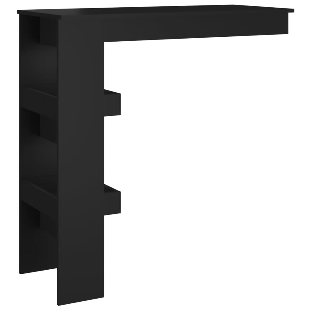 Veggmontert barbord svart 102x45x103,5 cm konstruert tre