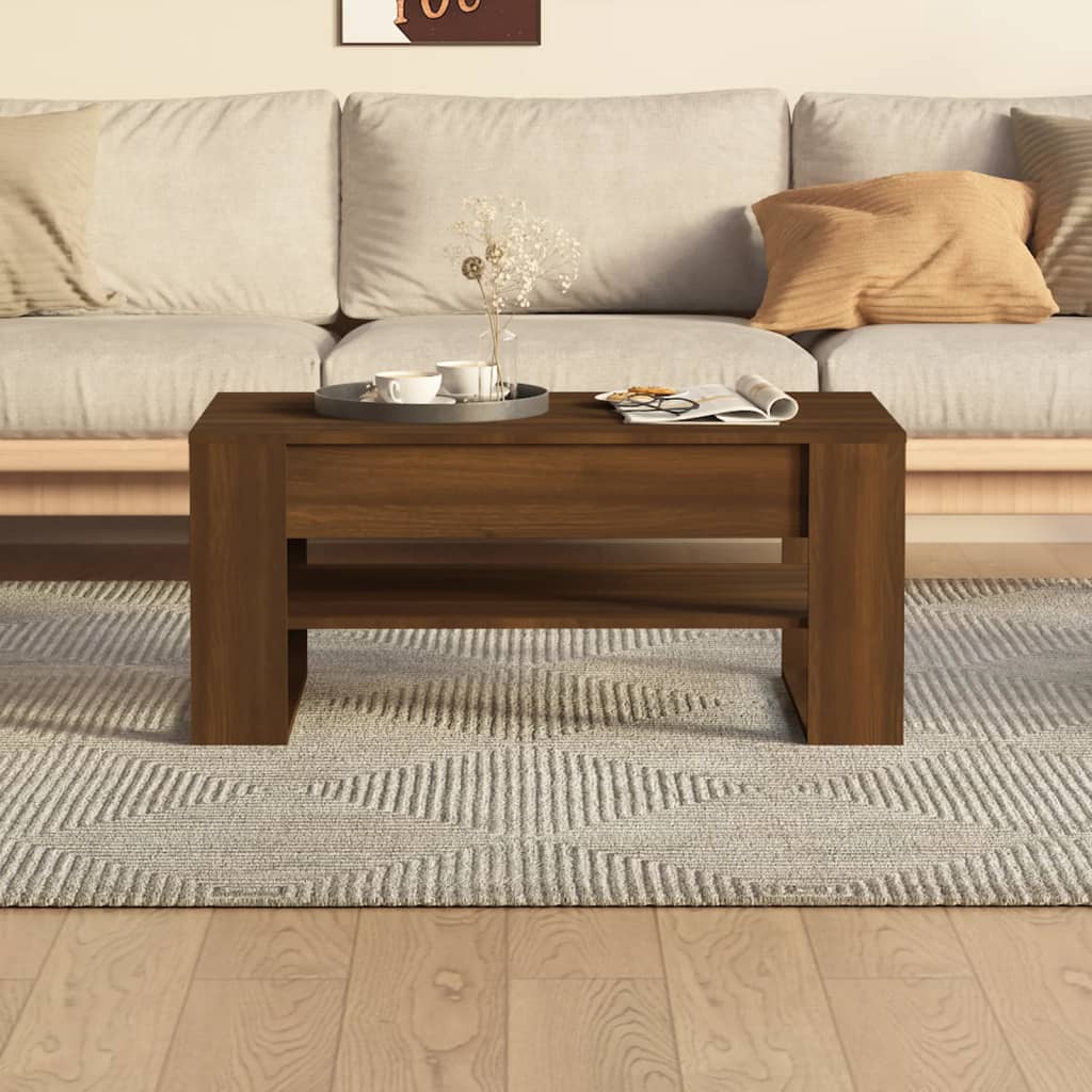Salongbord brun eik 102x55x45 cm konstruert tre