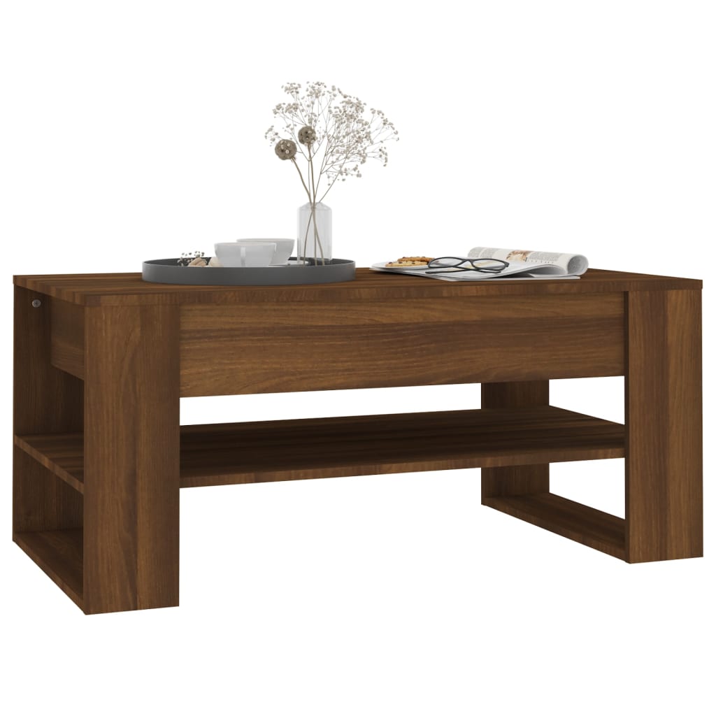 Salongbord brun eik 102x55x45 cm konstruert tre
