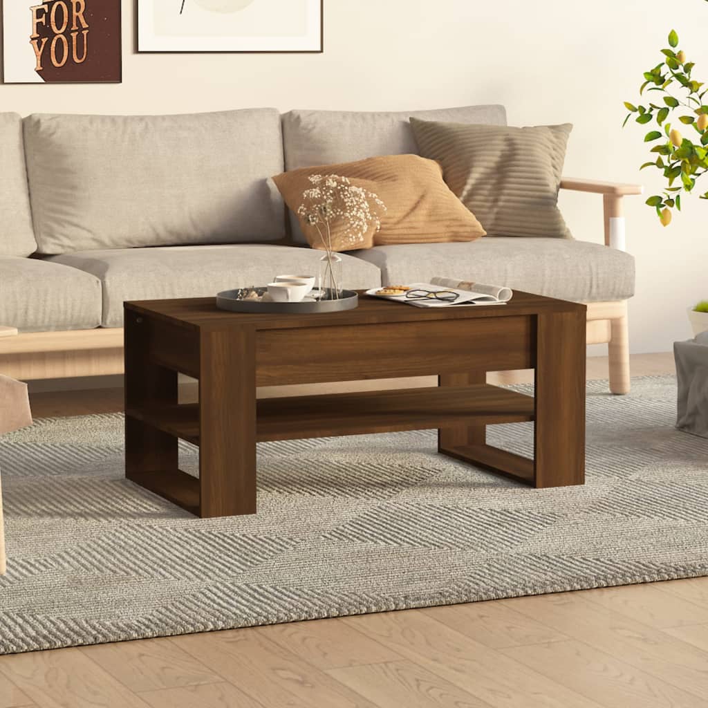 Salongbord brun eik 102x55x45 cm konstruert tre