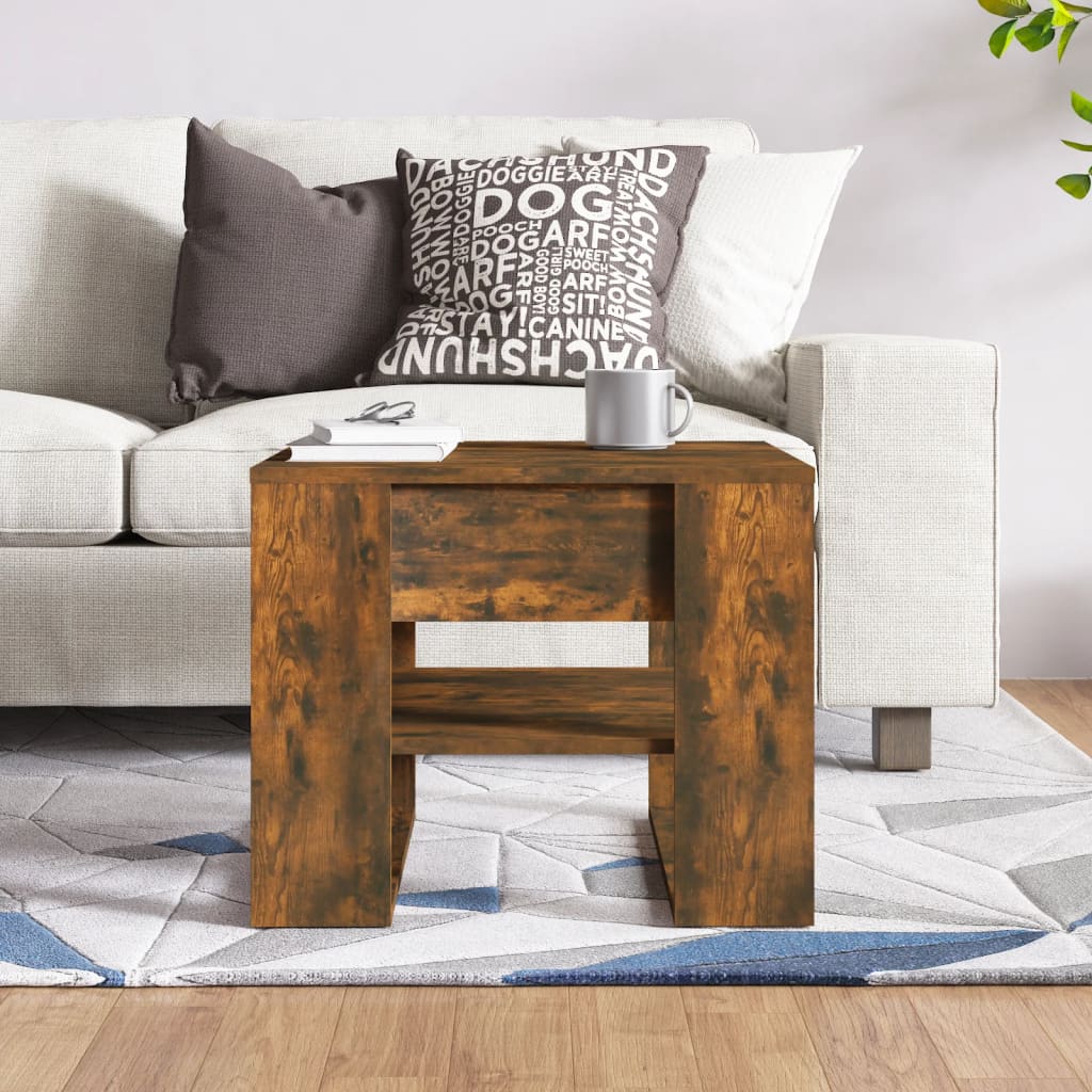 Salongbord røkt eik 55,5x55x45 cm konstruert tre