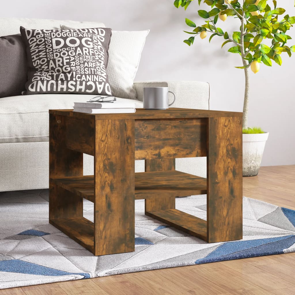 Salongbord røkt eik 55,5x55x45 cm konstruert tre