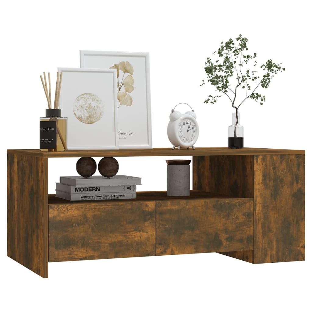 Salongbord røkt eik 102x55x42 cm konstruert tre