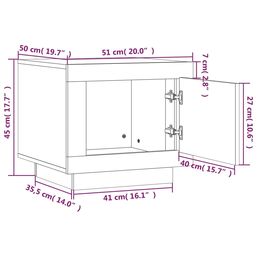 Salongbord brun eik 51x50x45 cm konstruert tre