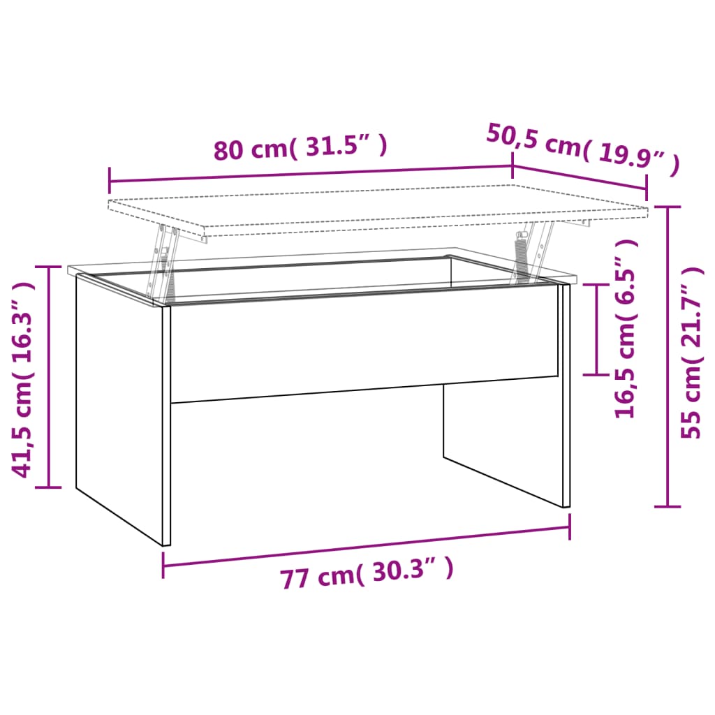 Salongbord svart 80x50,5x41,5 cm konstruert tre