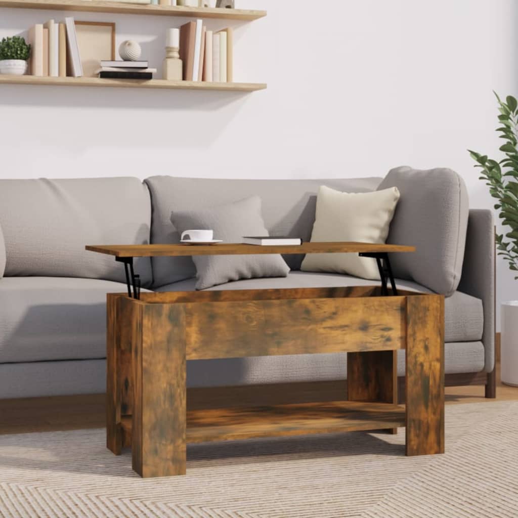 Salongbord røkt eik 101x49x52 cm konstruert tre
