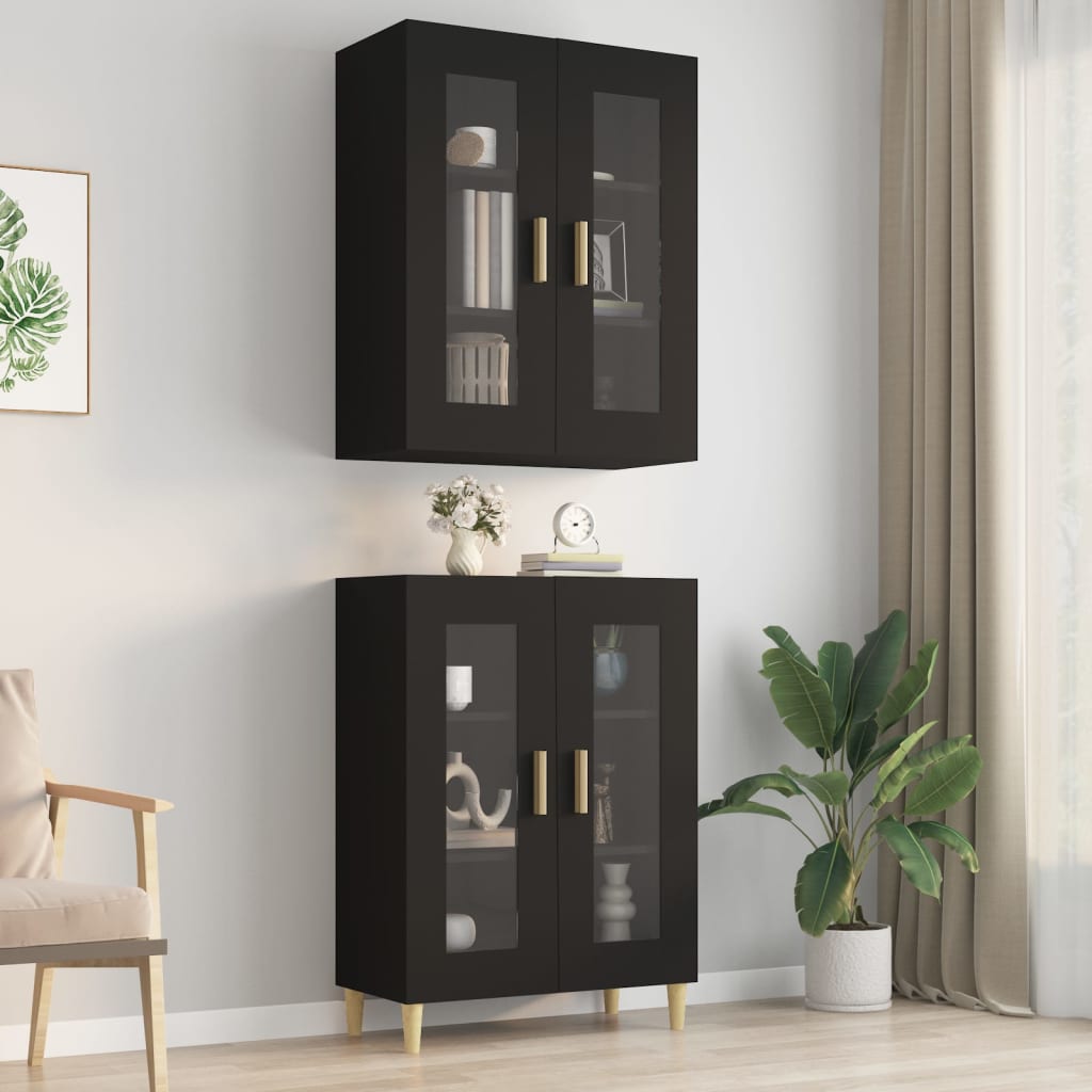 Hengende veggskap svart 69,5x34x90 cm